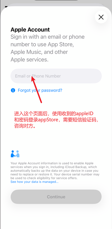 输入 Apple ID 登录